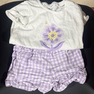 Carters 3 piece set Purple Gingham Baby Dress with White Top and pants- 2T